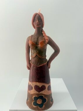 Decorative Woman Figure Scented Candle in Brown & Terracotta
